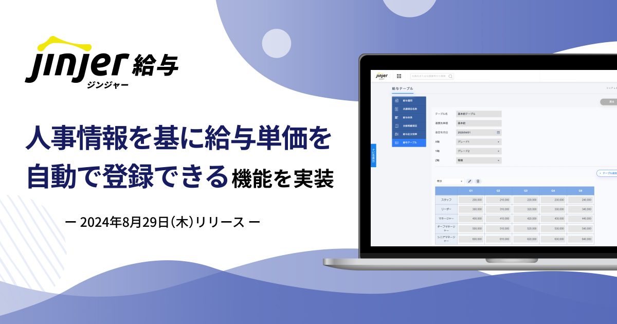 ジンジャー給与で、 人事情報を基に給与単価を自動で登録できる機能を実装