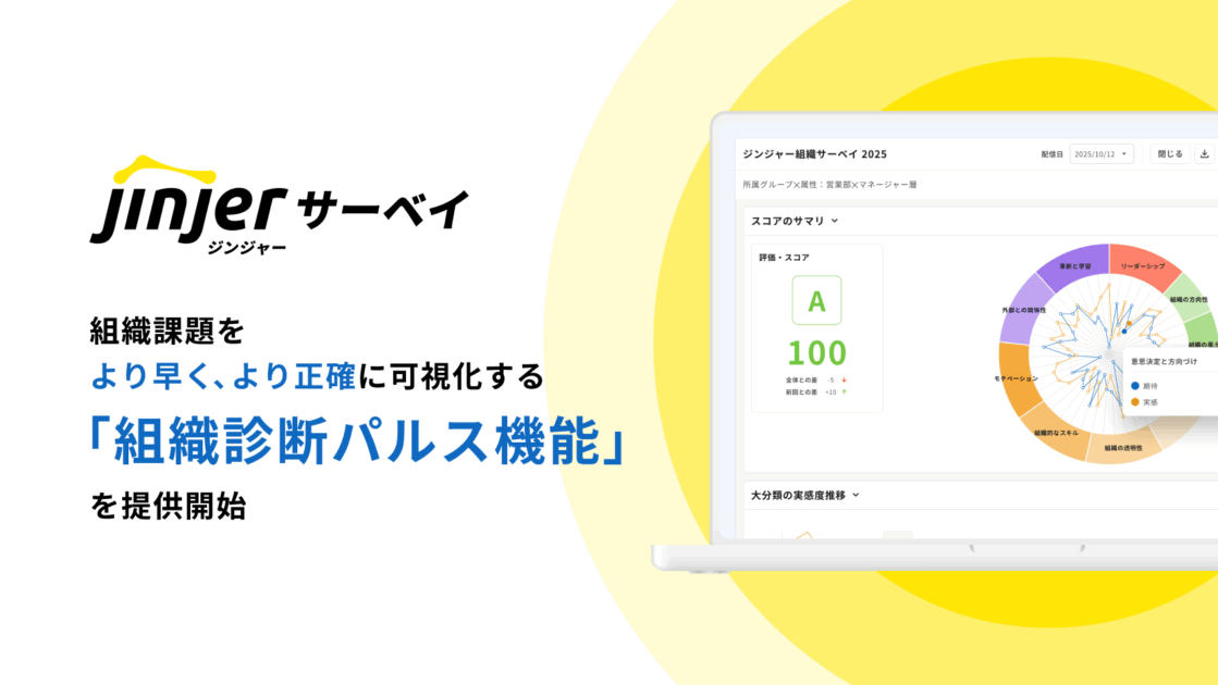 ジンジャーサーベイ、組織課題を”より早く、より正確に”可視化する 「組織診断パルス機能」を提供開始